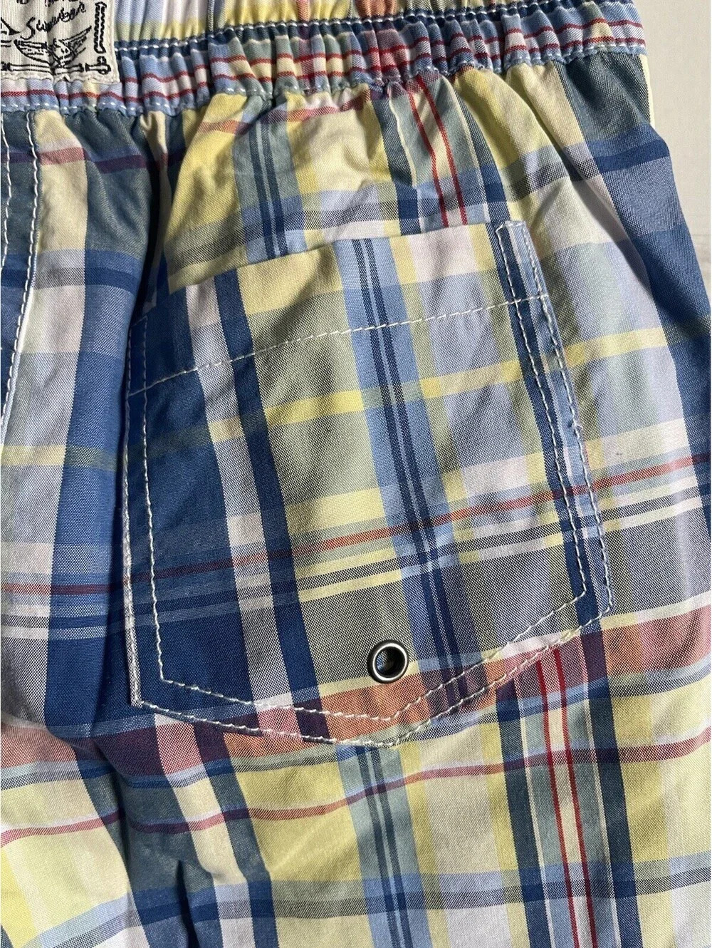 Ralph Lauren Swim Trunks Shorts Boys Youth POLO  Blue Plaid Lined Size 7